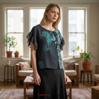 Áo lụa dáng tay ngắn và tay bồng